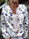 Vintage Flower Art Print | Buttoned Cardigan Sweater