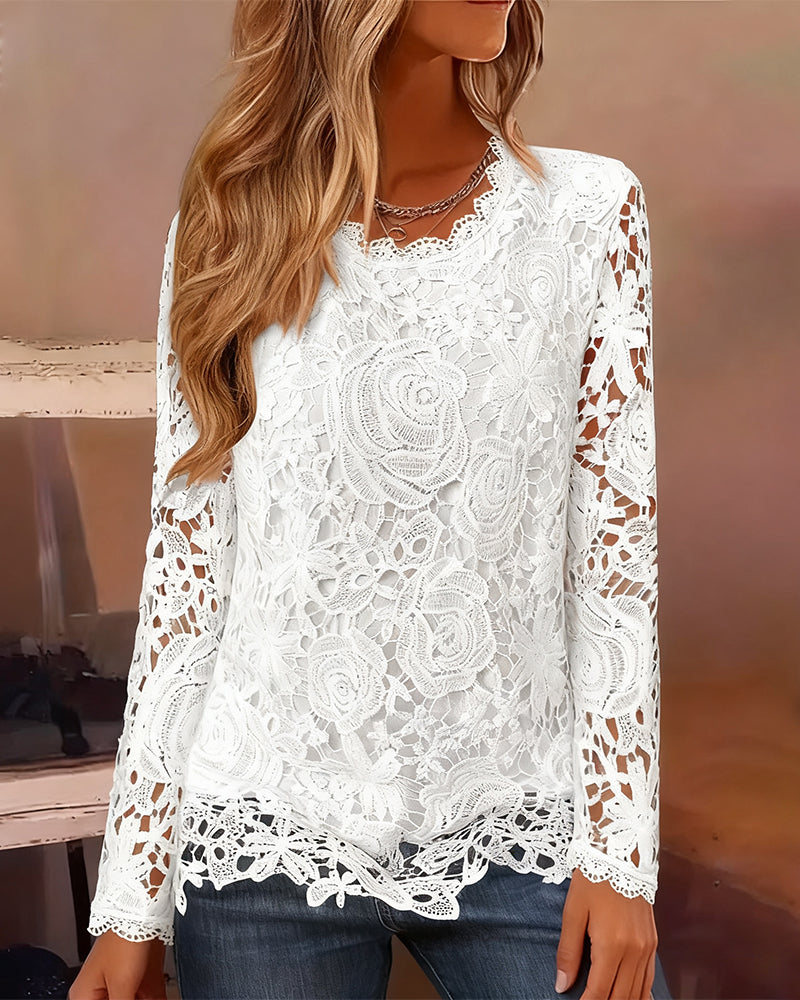 Judy | Long Sleeve Lace Top
